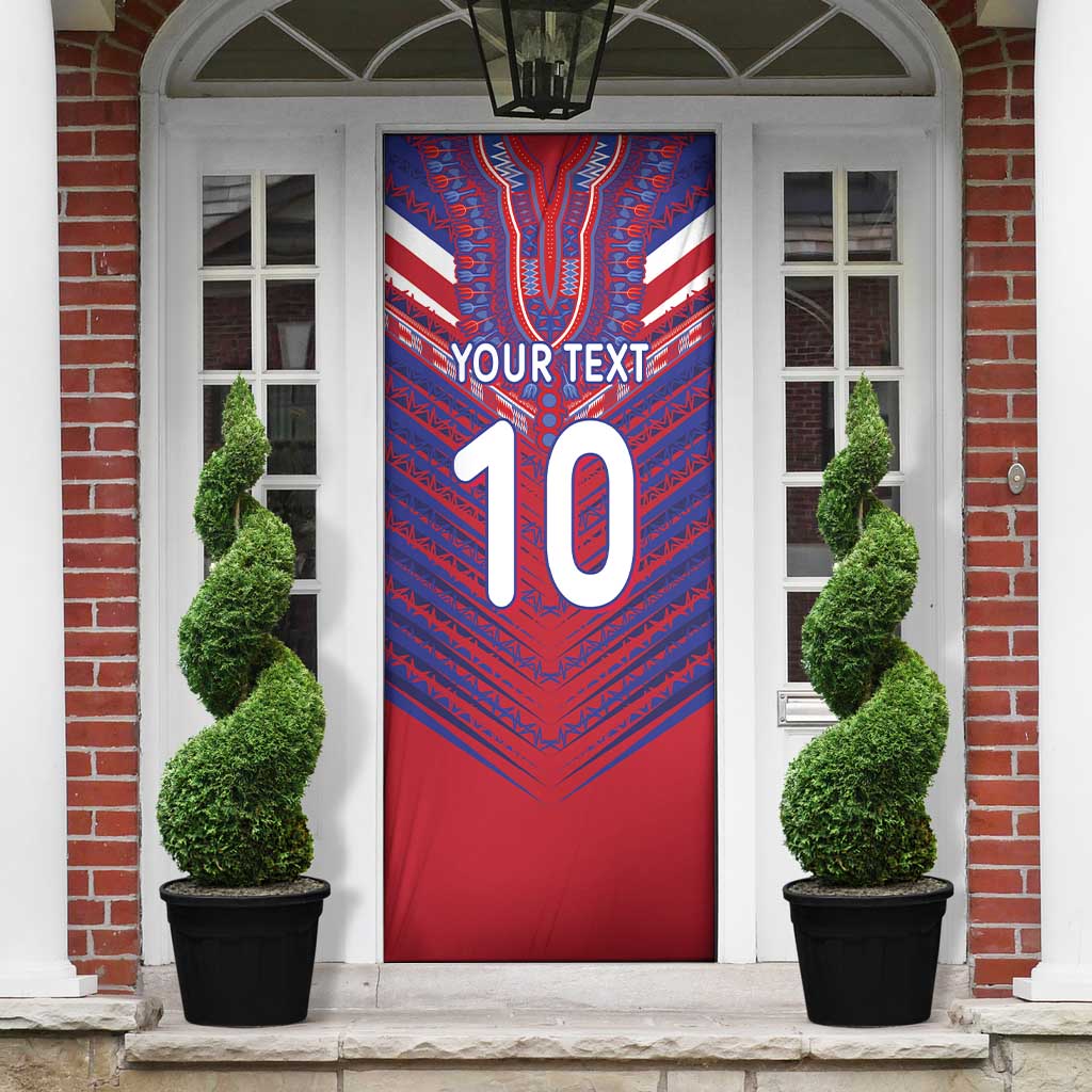 Custom Haiti National Football Door Cover Dashiki Sporty Style - African Pride