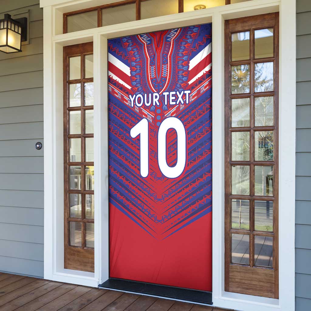Custom Haiti National Football Door Cover Dashiki Sporty Style - African Pride