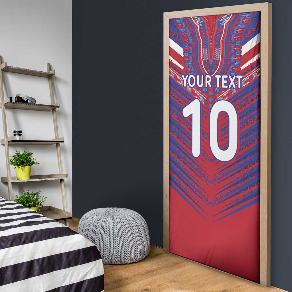 Custom Haiti National Football Door Cover Dashiki Sporty Style - African Pride