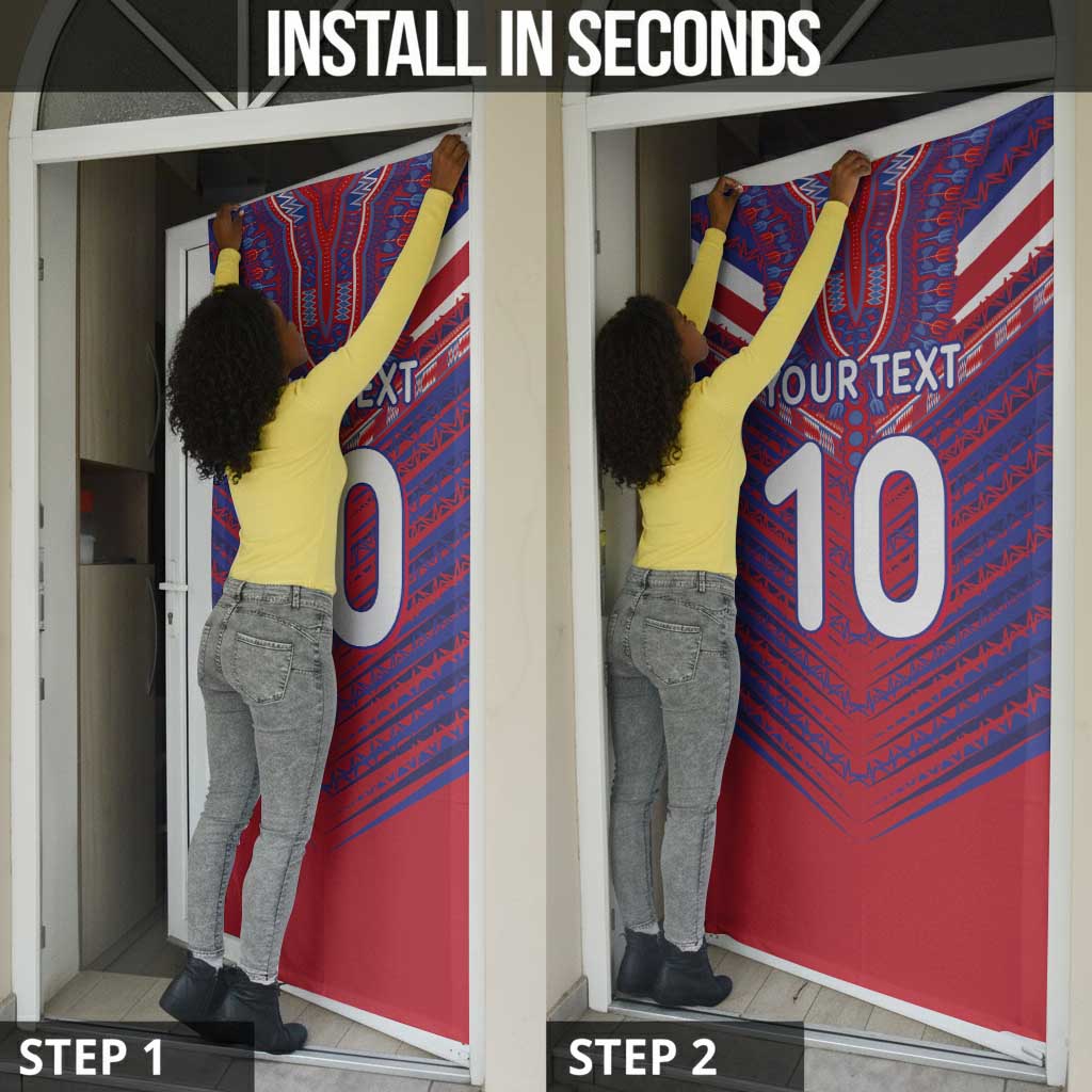 Custom Haiti National Football Door Cover Dashiki Sporty Style - African Pride