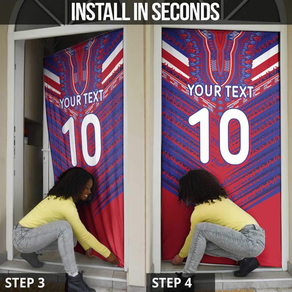 Custom Haiti National Football Door Cover Dashiki Sporty Style - African Pride