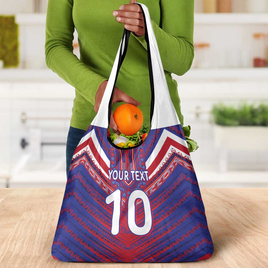 Custom Haiti National Football Grocery Bag Dashiki Sporty Style - African Pride