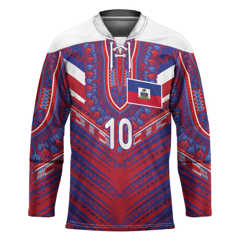 Custom Haiti National Football Hockey Jersey Dashiki Sporty Style - African Pride