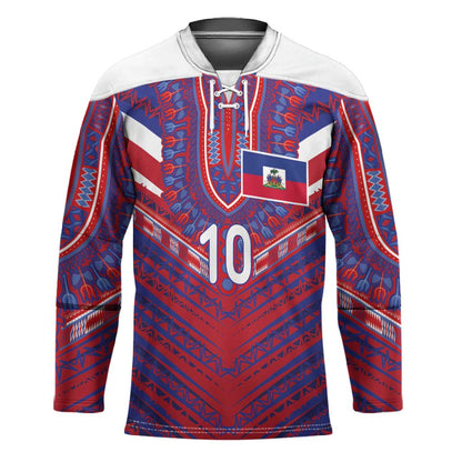 Custom Haiti National Football Hockey Jersey Dashiki Sporty Style - African Pride