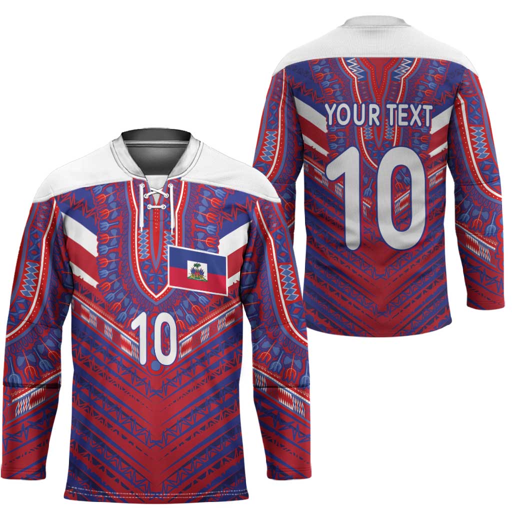 Custom Haiti National Football Hockey Jersey Dashiki Sporty Style - African Pride