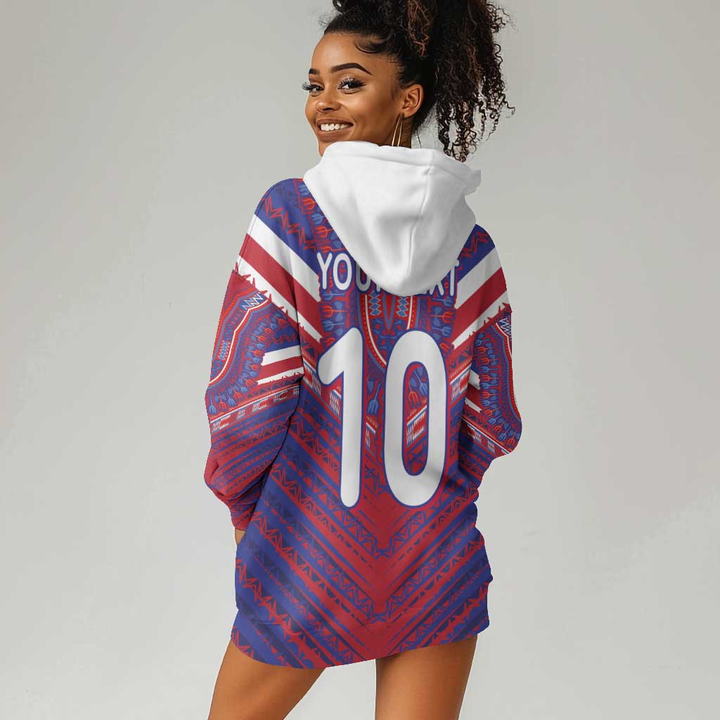 Custom Haiti National Football Hoodie Dress Dashiki Sporty Style - African Pride