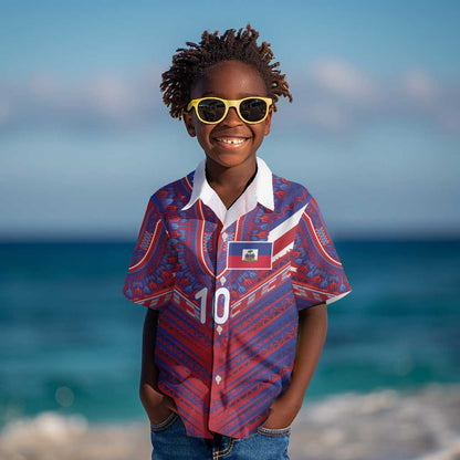 Custom Haiti National Football Kid Hawaiian Shirt Dashiki Sporty Style - African Pride
