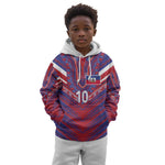 Custom Haiti National Football Kid Hoodie Dashiki Sporty Style - African Pride