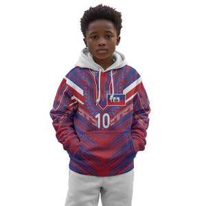 Custom Haiti National Football Kid Hoodie Dashiki Sporty Style - African Pride