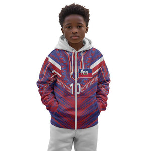 Custom Haiti National Football Kid Hoodie Dashiki Sporty Style - African Pride