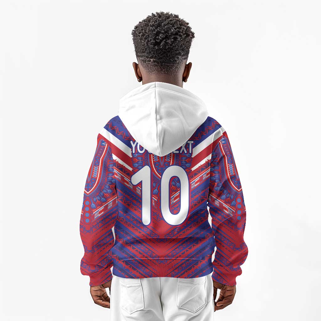Custom Haiti National Football Kid Hoodie Dashiki Sporty Style - African Pride
