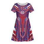 Custom Haiti National Football Kid Short Sleeve Dress Dashiki Sporty Style - African Pride
