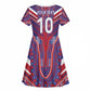 Custom Haiti National Football Kid Short Sleeve Dress Dashiki Sporty Style - African Pride