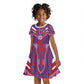 Custom Haiti National Football Kid Short Sleeve Dress Dashiki Sporty Style - African Pride