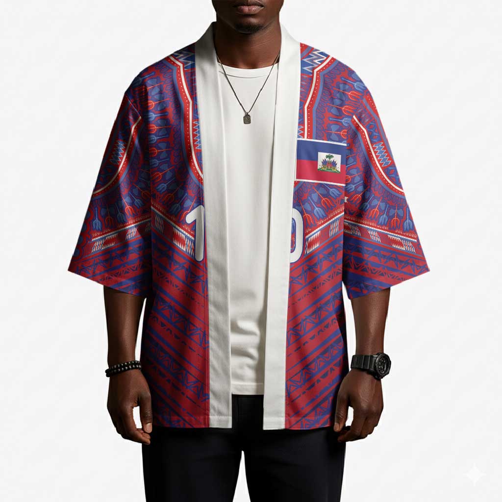 Custom Haiti National Football Kimono Dashiki Sporty Style - African Pride