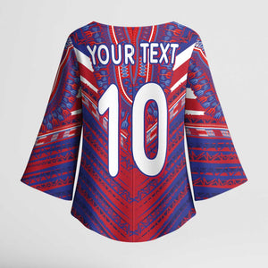 Custom Haiti National Football Kimono Sleeve Blouse Dashiki Sporty Style - African Pride