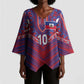 Custom Haiti National Football Kimono Sleeve Blouse Dashiki Sporty Style - African Pride
