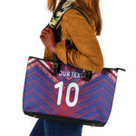 Custom Haiti National Football Leather Tote Bag Dashiki Sporty Style - African Pride