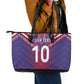 Custom Haiti National Football Leather Tote Bag Dashiki Sporty Style - African Pride