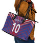Custom Haiti National Football Leather Tote Bag Dashiki Sporty Style - African Pride