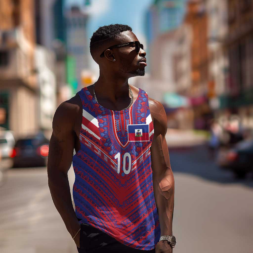 Custom Haiti National Football Men Tank Top Dashiki Sporty Style - African Pride