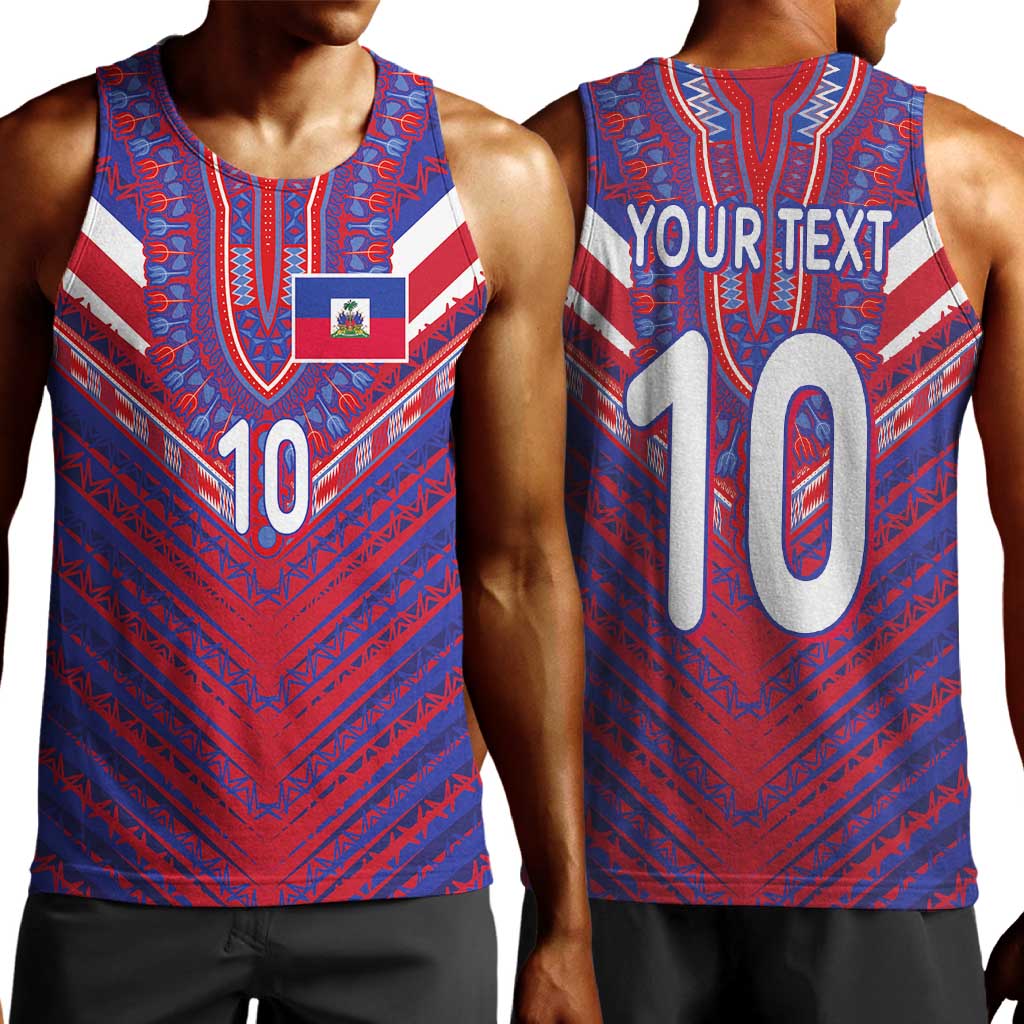 Custom Haiti National Football Men Tank Top Dashiki Sporty Style - African Pride
