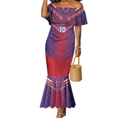 Custom Haiti National Football Mermaid Dress Dashiki Sporty Style - African Pride