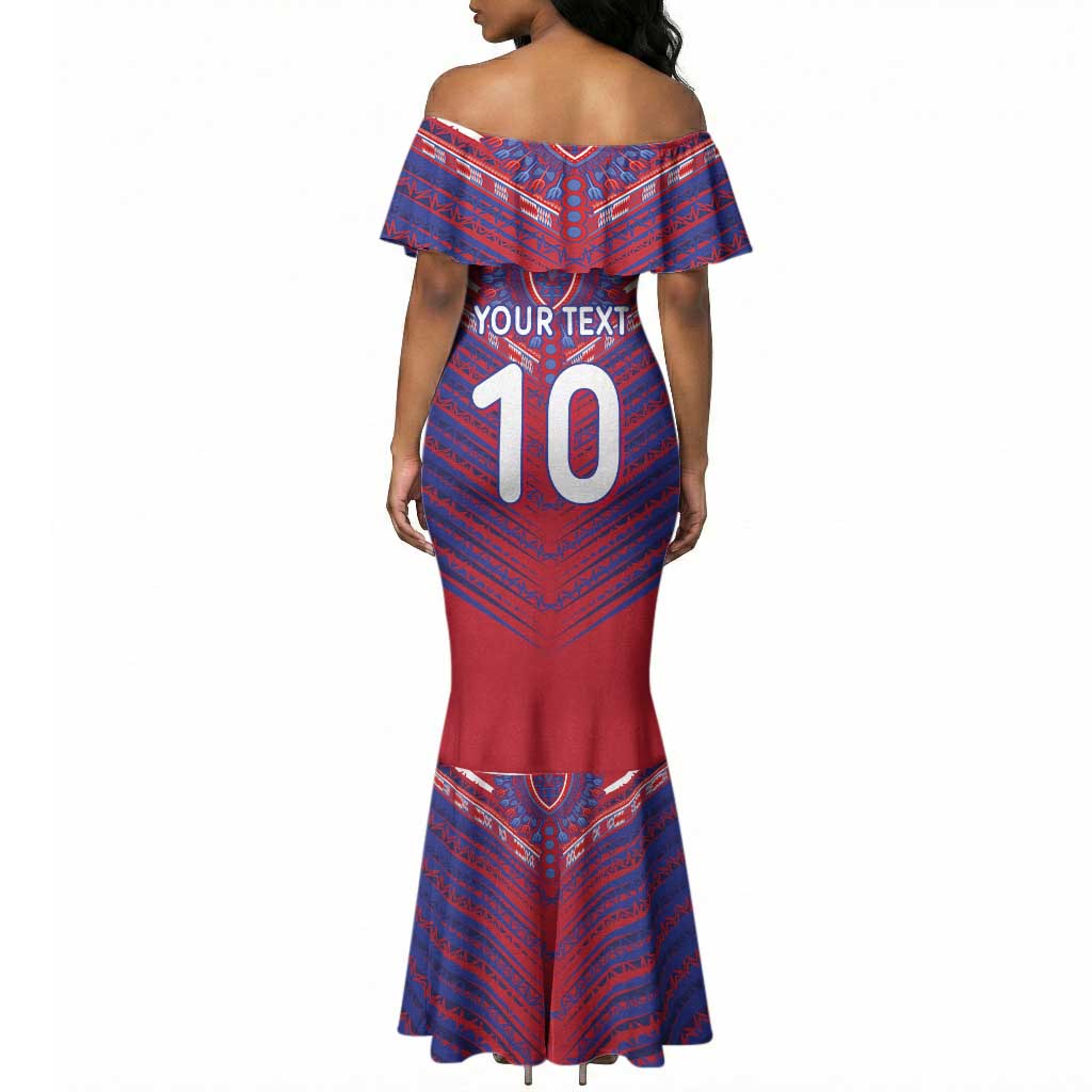 Custom Haiti National Football Mermaid Dress Dashiki Sporty Style - African Pride