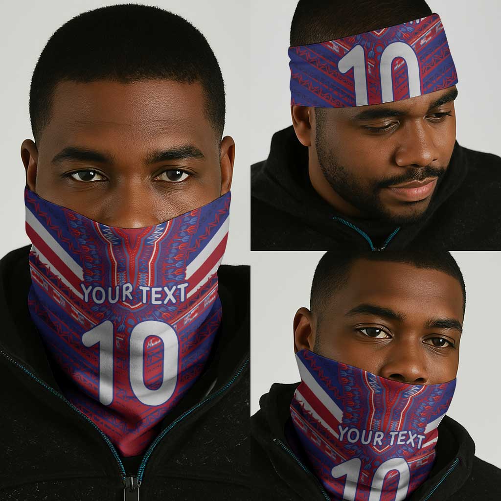 Custom Haiti National Football Neck Gaiter Dashiki Sporty Style - African Pride