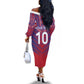 Custom Haiti National Football Off The Shoulder Long Sleeve Dress Dashiki Sporty Style - African Pride