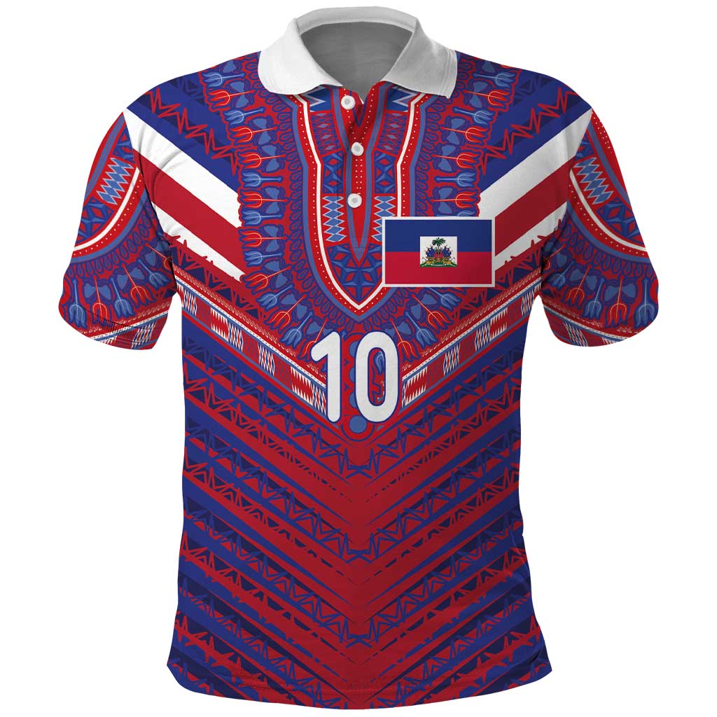 Custom Haiti National Football Polo Shirt Dashiki Sporty Style - African Pride