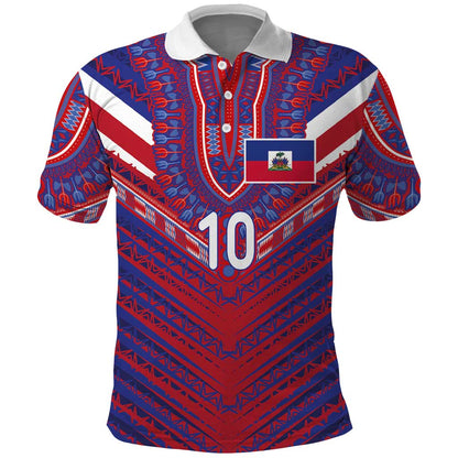Custom Haiti National Football Polo Shirt Dashiki Sporty Style - African Pride
