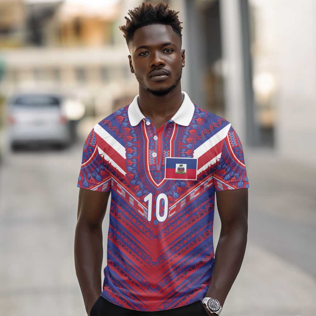 Custom Haiti National Football Polo Shirt Dashiki Sporty Style - African Pride
