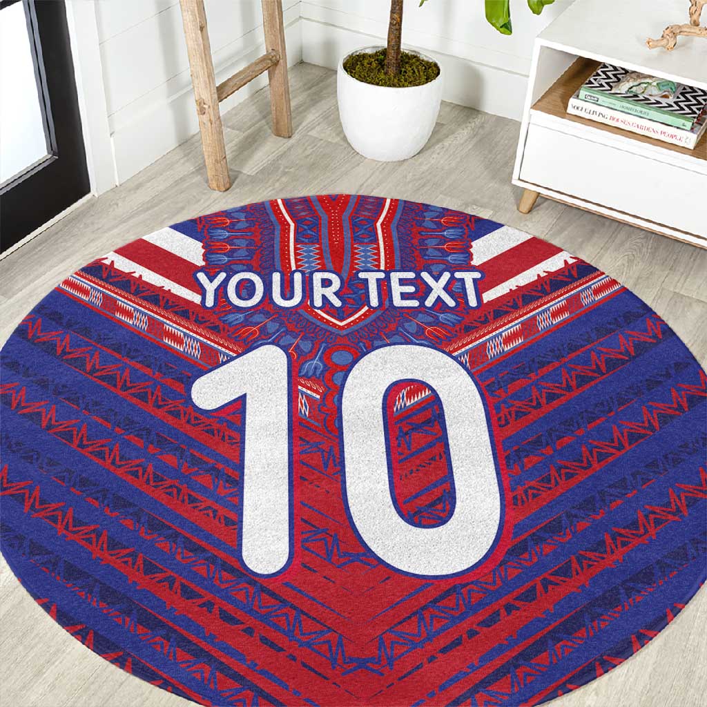Custom Haiti National Football Round Carpet Dashiki Sporty Style - African Pride