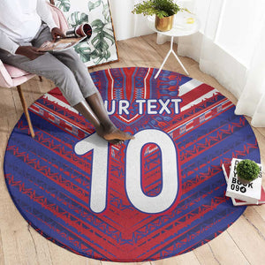 Custom Haiti National Football Round Carpet Dashiki Sporty Style - African Pride