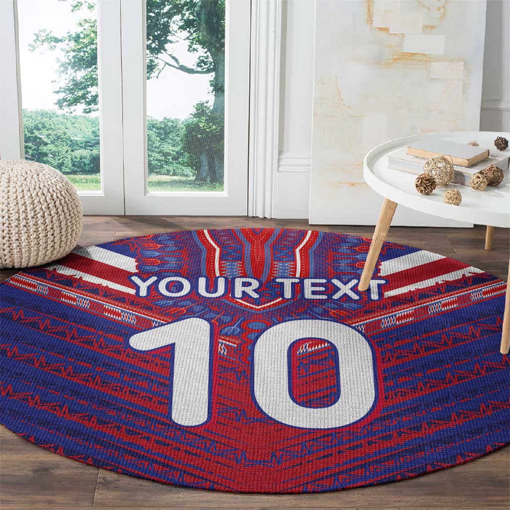 Custom Haiti National Football Round Carpet Dashiki Sporty Style - African Pride