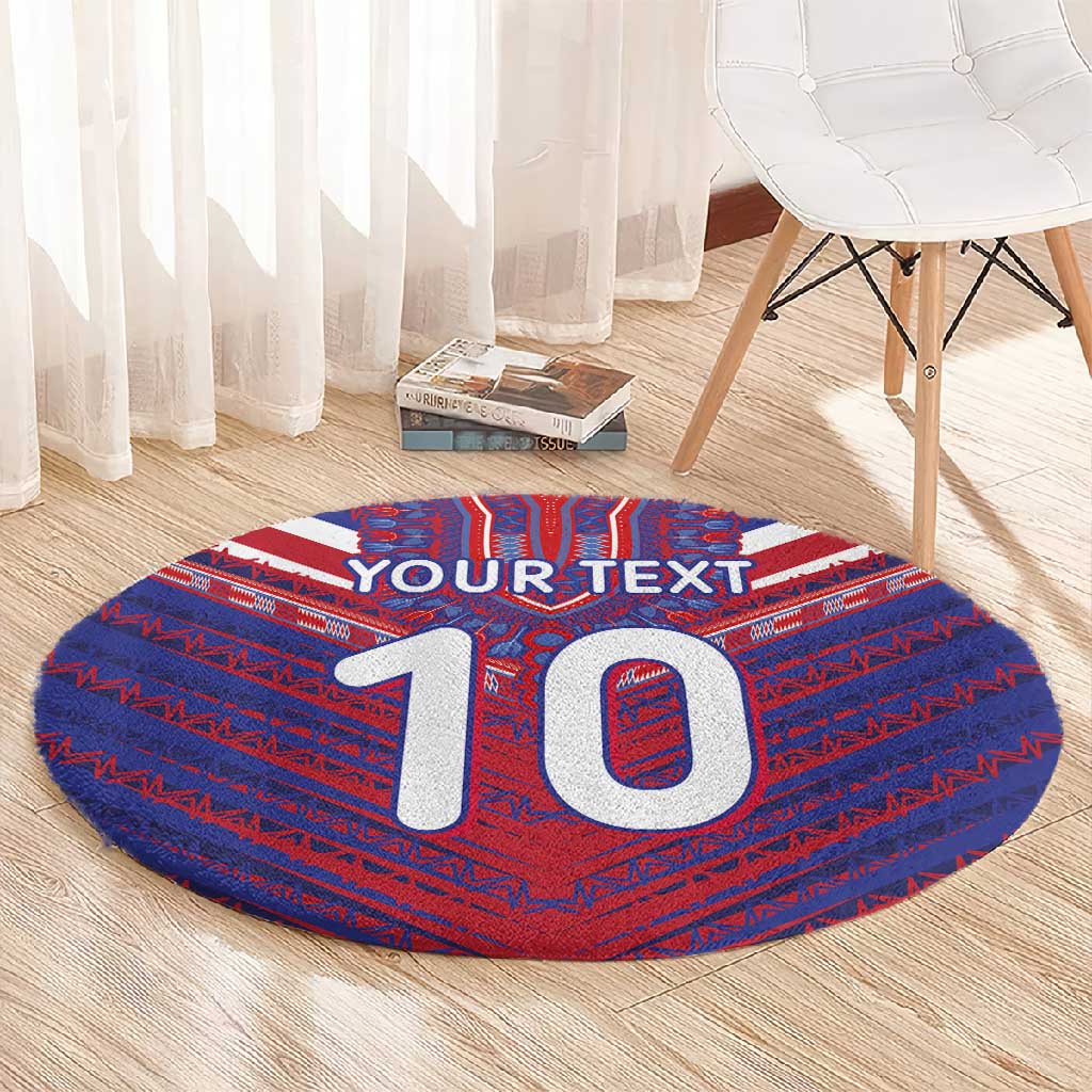 Custom Haiti National Football Round Carpet Dashiki Sporty Style - African Pride