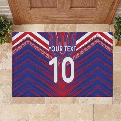 Custom Haiti National Football Rubber Doormat Dashiki Sporty Style - African Pride