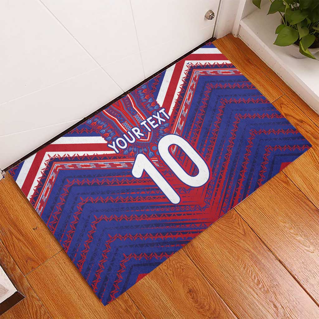 Custom Haiti National Football Rubber Doormat Dashiki Sporty Style - African Pride