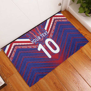 Custom Haiti National Football Rubber Doormat Dashiki Sporty Style - African Pride