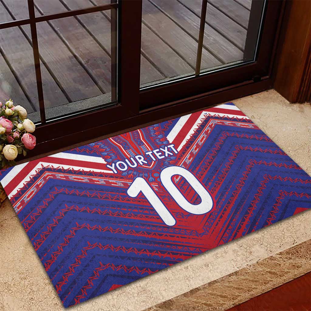 Custom Haiti National Football Rubber Doormat Dashiki Sporty Style - African Pride
