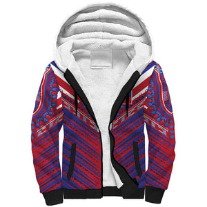 Custom Haiti National Football Sherpa Hoodie Dashiki Sporty Style - African Pride