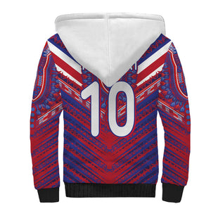 Custom Haiti National Football Sherpa Hoodie Dashiki Sporty Style - African Pride