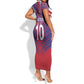 Custom Haiti National Football Short Sleeve Bodycon Dress Dashiki Sporty Style - African Pride