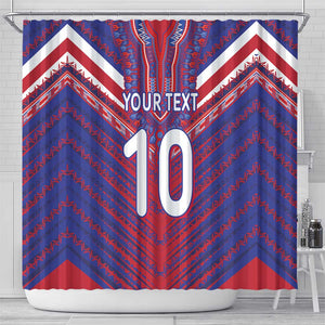 Custom Haiti National Football Shower Curtain Dashiki Sporty Style - African Pride