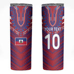 Custom Haiti National Football Skinny Tumbler Dashiki Sporty Style - African Pride