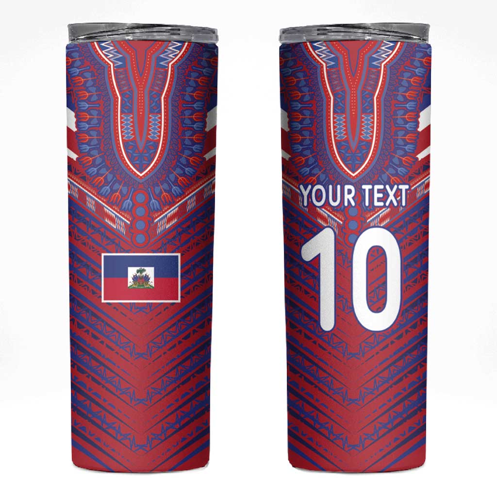 Custom Haiti National Football Skinny Tumbler Dashiki Sporty Style - African Pride