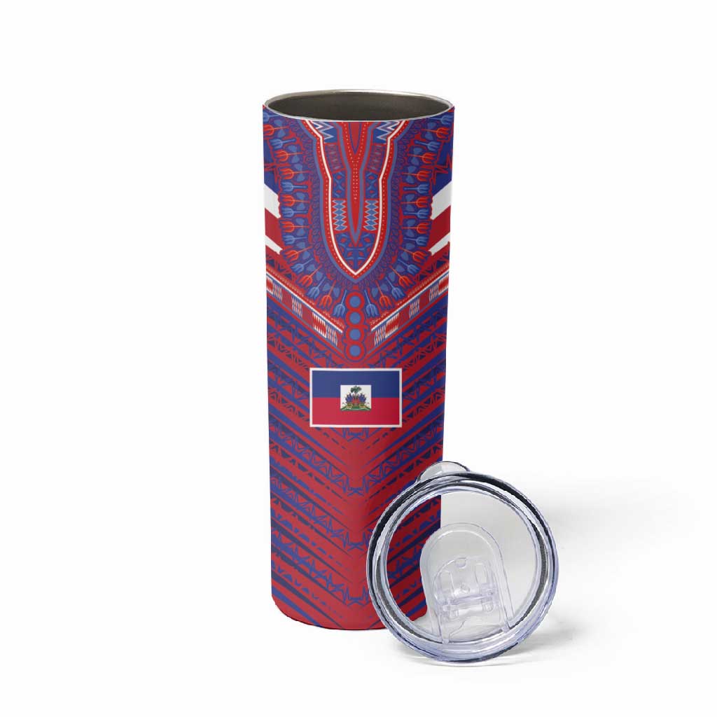 Custom Haiti National Football Skinny Tumbler Dashiki Sporty Style - African Pride