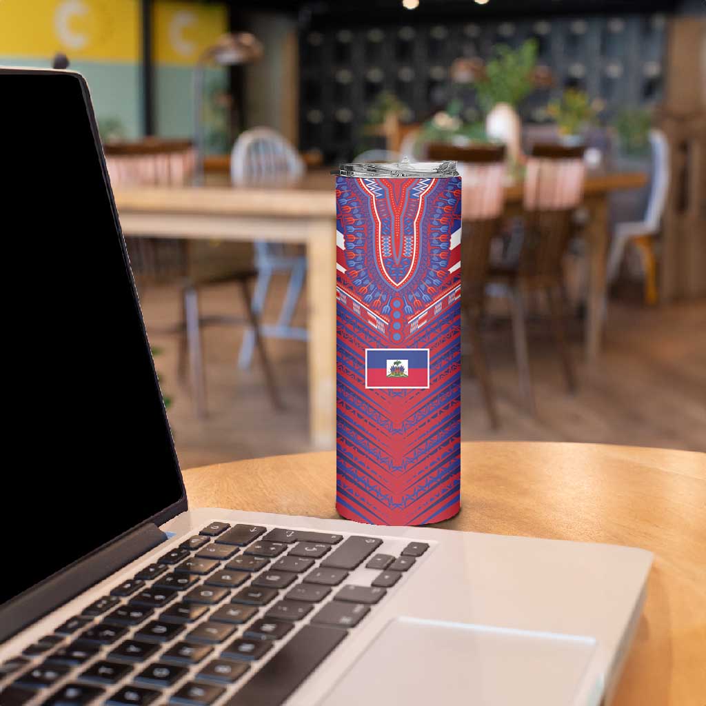 Custom Haiti National Football Skinny Tumbler Dashiki Sporty Style - African Pride