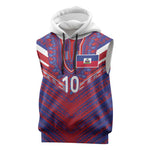 Custom Haiti National Football Sleeveless Hoodie Dashiki Sporty Style - African Pride